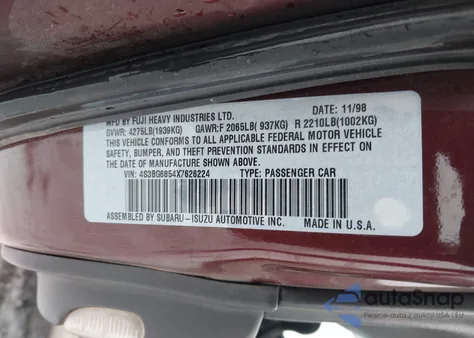 1999 Subaru Legacy 30Th Ann. Outback Ltd./Outback z USA, uszkodzony, nr VIN 4S3BG6854X7626224